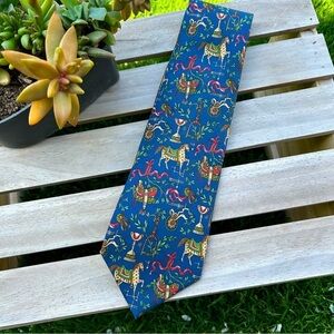 Salvatore Ferragamo Silk Tie | Equestrian Horse Motif | Made in Italy